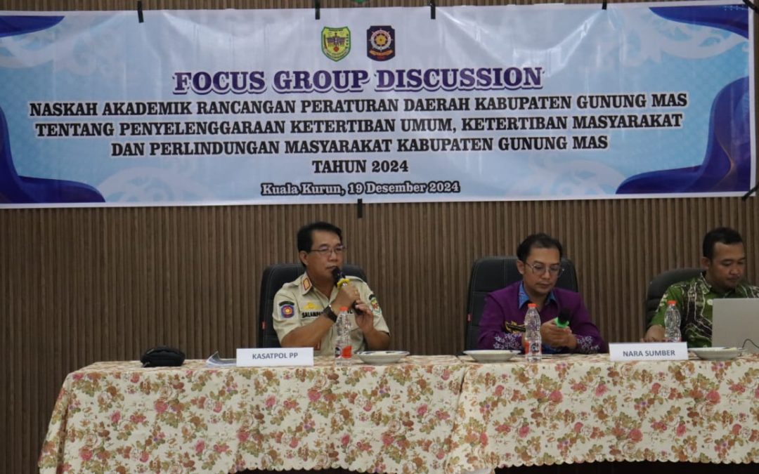 Satpol PP Gelar FGD Terkait Naskah Akademis Perda tentang Penyelenggaraan Ketertiban Umum, Ketentraman Masyarakat, dan Perlindungan Masyarakat