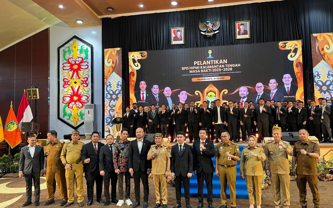 Bupati Gunung Mas Hadiri Pelantikan Pengurus BPD HIPMI Kalteng Periode 2025–2028