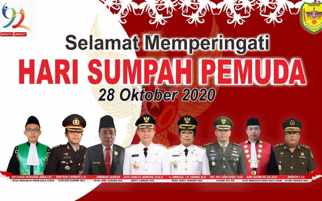 Pemerintah Daerah Kabupaten Gunung Mas Mengucapkan “Selamat Hari Sumpah Pemuda – 28 Oktober 2020”