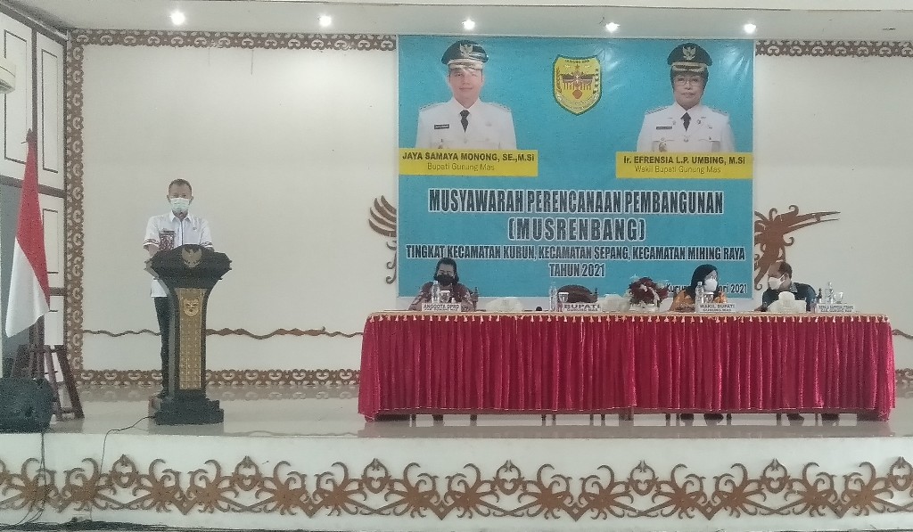 Bupati Gunung Mas, Membuka Musrenbang RKPD Kabupaten Tingkat Kecamatan Tahun 2021