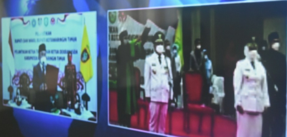 Gubernur Kalteng Lantik Bupati dan Wakil Bupati Kotim, Yang Disaksikan Pemkab Gumas Secara Virtual.